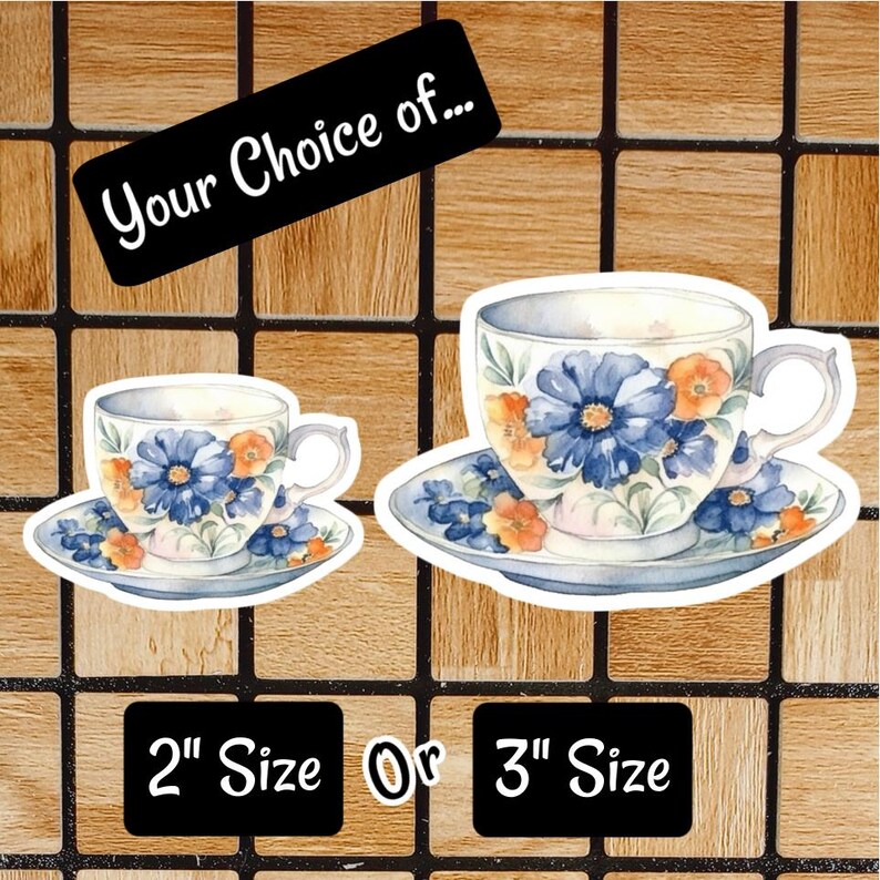 Set Of 6 Tea Cup Stickers - Watercolor Sticker Pack - 2" or 3" Die Cut Stickers - Tea Related Gifts - Tea Laptop Stickers - Computer Decals bild 2