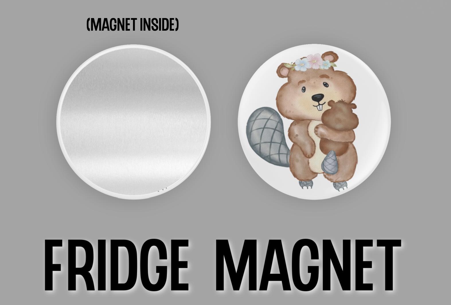 Set of 6 Watercolor Beaver Magnets or Pinback Buttons Pins or Flatbacks ...