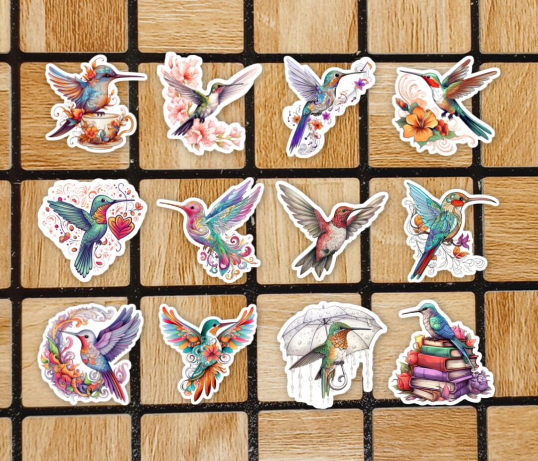 50 PCS Hummingbird Stickers - Transparent PET Waterproof Decals For Scrapbooks, Water Bottles, Laptops