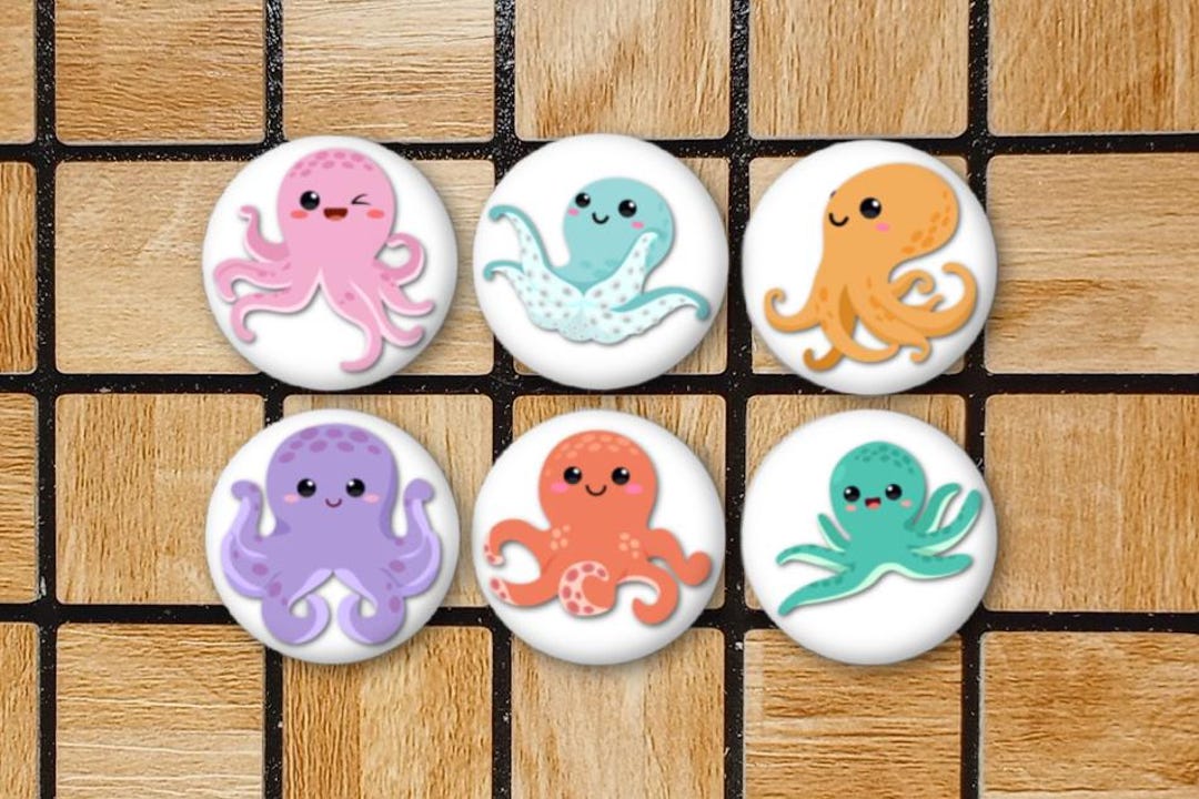 Set of 6 Kawaii Octopus Magnets or Octopus Pin Pinback Buttons - 1.25 ...
