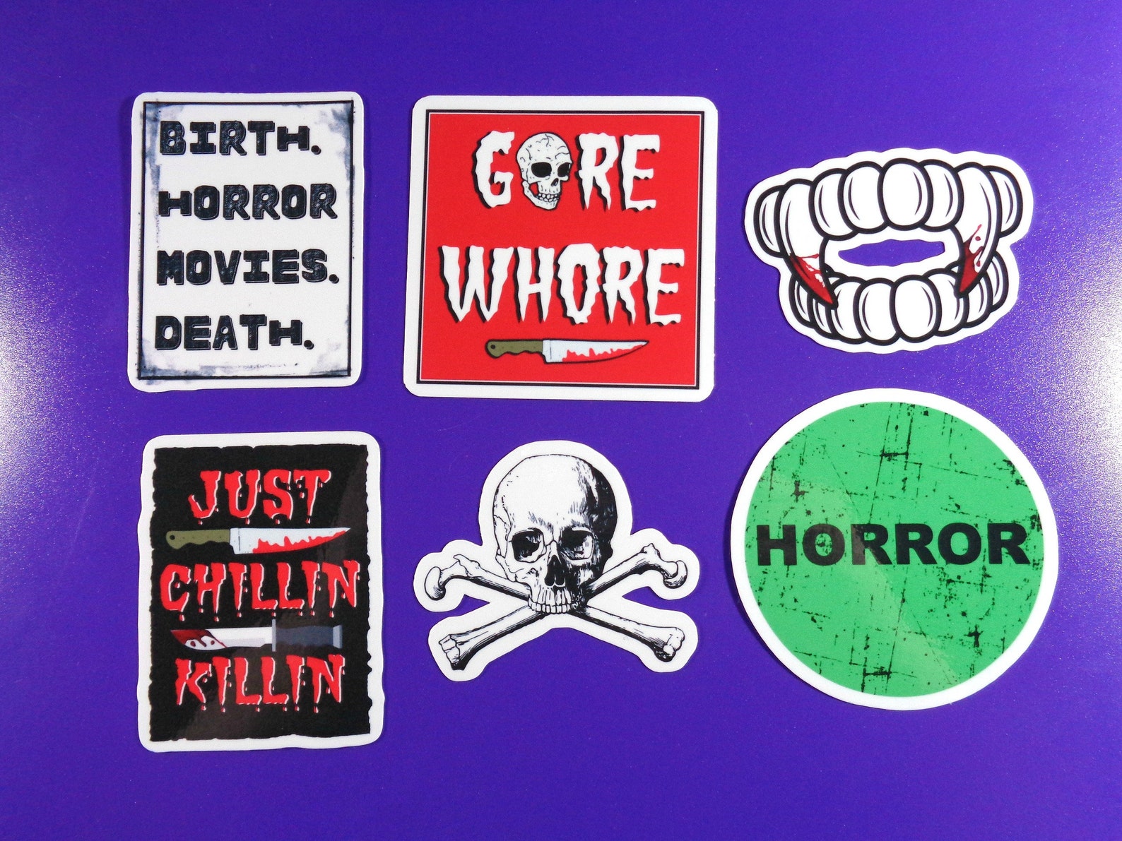 Horror Sticker Pack Set Of 6 Horror Stickers Horror Gift Etsy