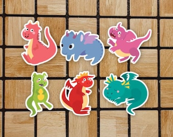 Dragon Sticker Pack - Set Of 6 Dragon Stickers - 2" Size - Dragon Gifts For Dragon Lovers - Cute Dragon Stickers For Kids - Laptop Stickers