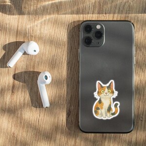 Paquete de 6 pegatinas de gatos calico en acuarela - Tamaño de 2" o 3" - Regalos para amantes de los gatos calico - Pegatinas de vinilo de animales para portátil imagen 3