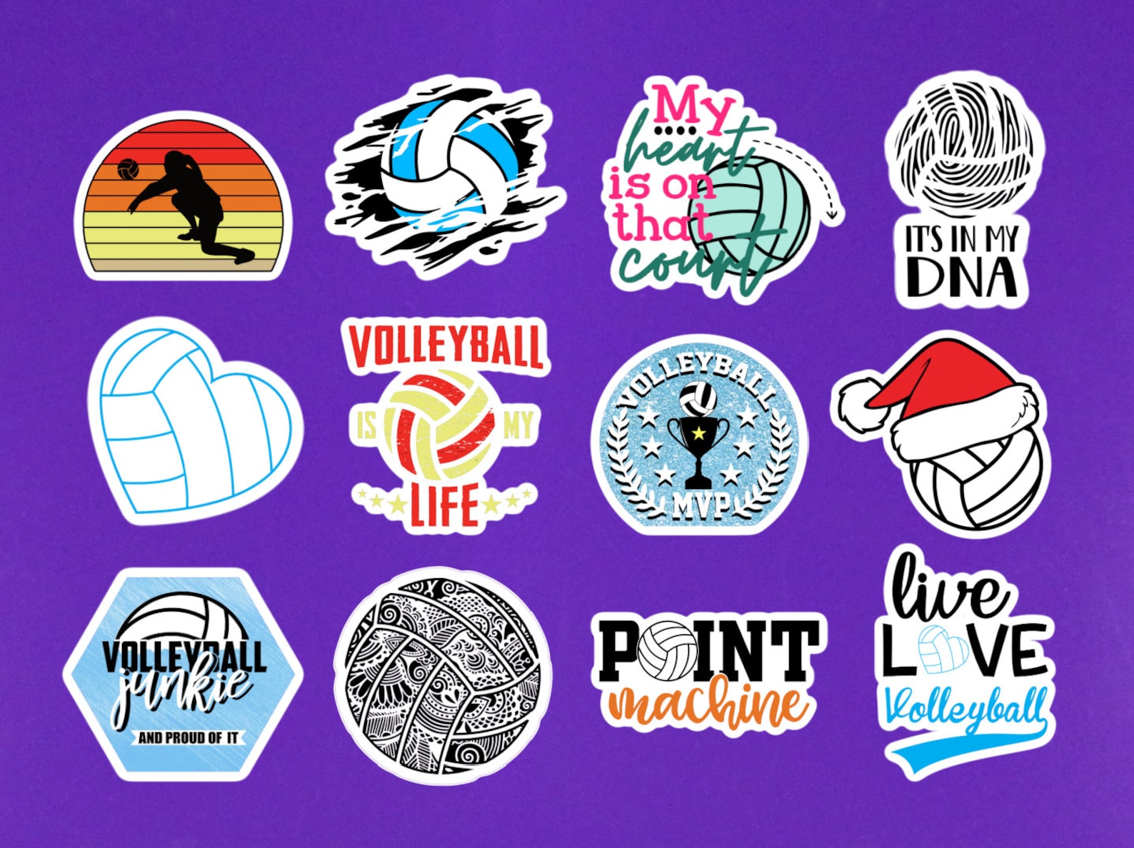 Volleyball Stickers Set Of 12 Mini Stickers They - Etsy Italia