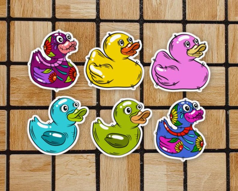 Set of 6 Rubber Duck Stickers Pack - 2