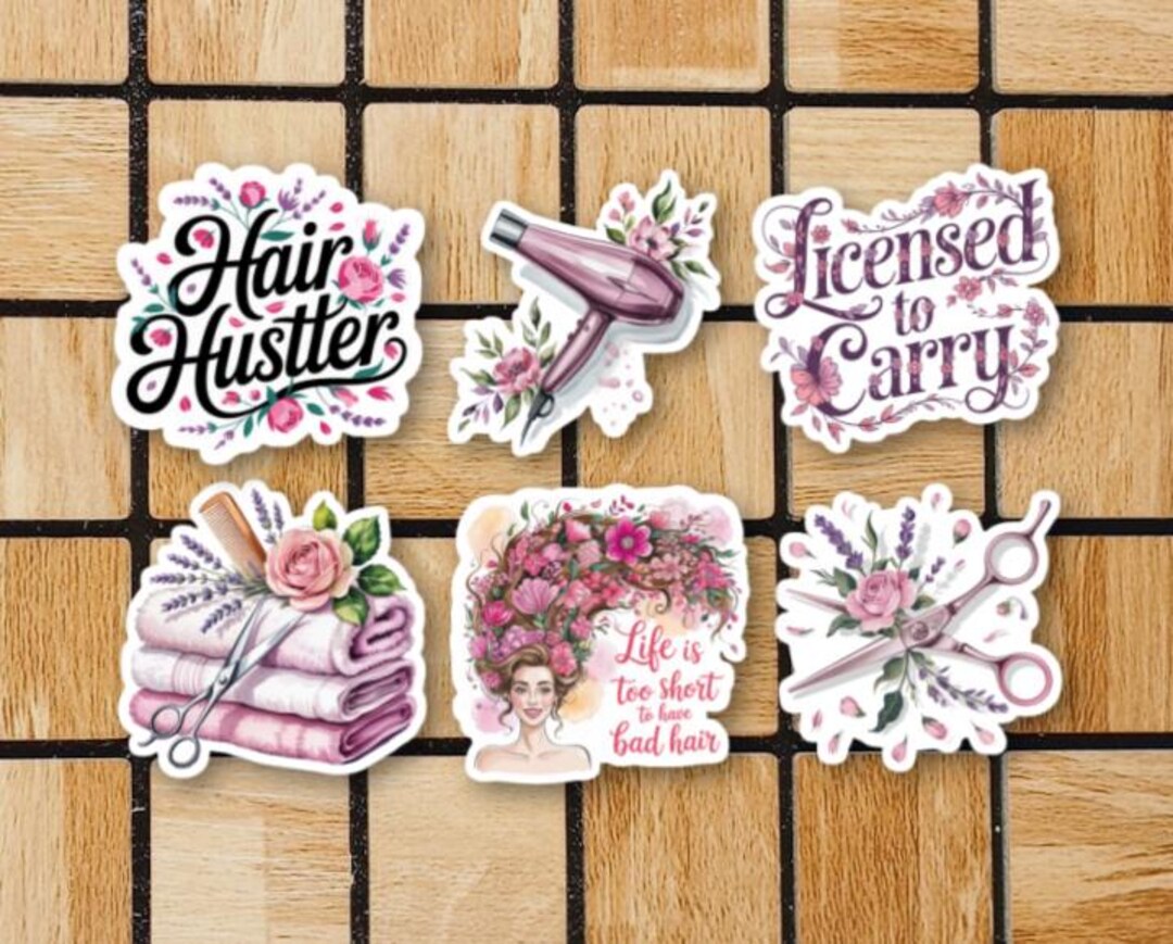 Hairdresser Sticker Pack - Set of 6 Hairstylist Stickers - Vinyl Die ...