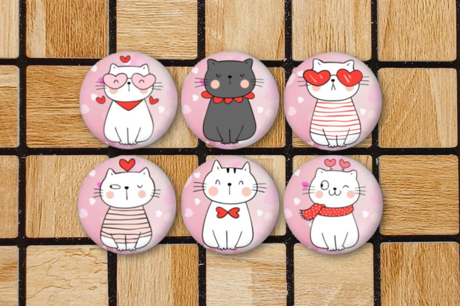 Set Of 6 Cool Cat Fridge Magnets