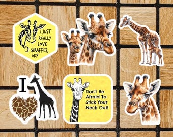Giraffe Sticker Pack - Set Of 6 Die Cut Stickers - 3" Die Cut Vinyl Stickers - Animal Lover Gift - Cute Laptop Stickers - Notebook Stickers