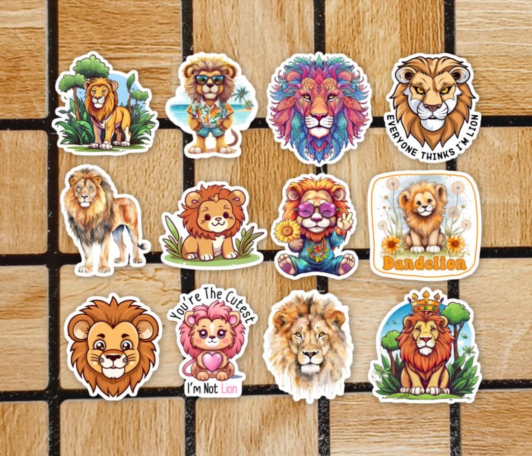 Set of 12 Lion Stickers - 2