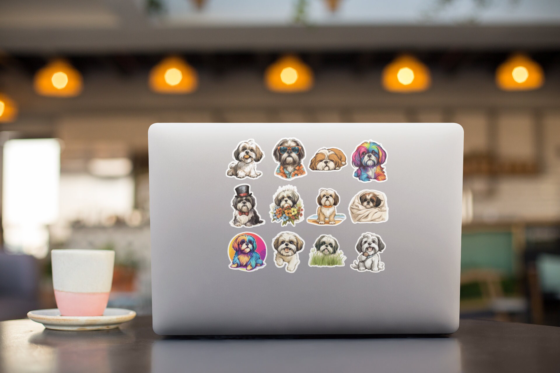 Set of 12 Shih Tzu Stickers - 2" Die Cut Sticker Pack - Cute Animal ...