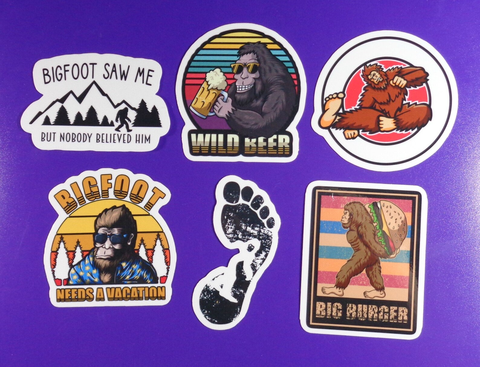 Bigfoot Sticker Pack Set of 6 Bigfoot Stickers Bigfoot Etsy