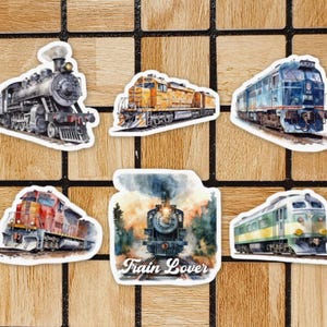 Lot de 6 autocollants de train en vinyle - Pack d'autocollants de trains découpés avec des matrices de 3 pouces - Stickers pour ordinateur portable pour les amateurs de train - Sticker ordinateur - cadeaux de train décoration de train