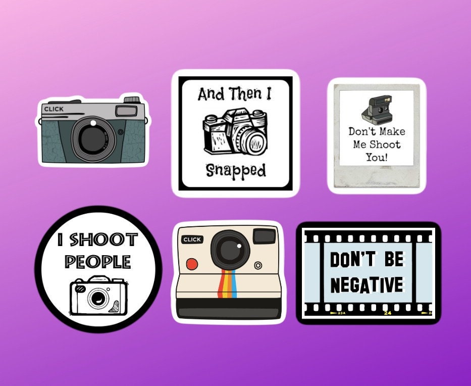 Photography Sticker Pack Camera Sticker Set Of 6 Etsy