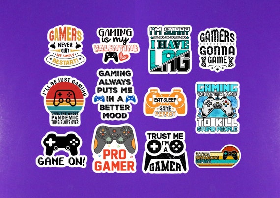 Set Of 12 Gaming Gamer Stickers Approx 2 On Longest Side Gamer Gift For  Video Game Lovers Laptop Sticker Gaming Sticker Pack #2