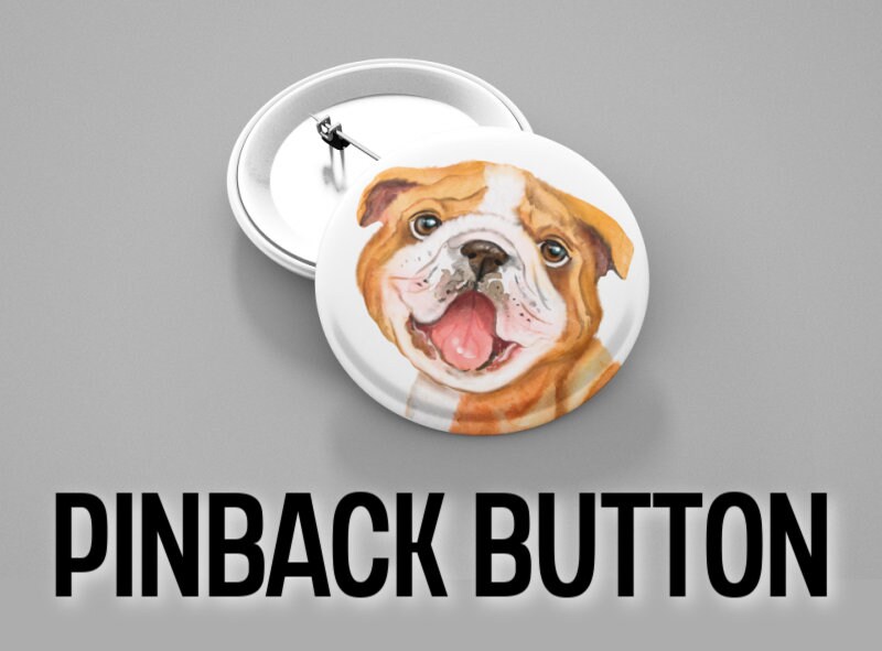 Set of 6 English Bulldog Magnets or Pinback Buttons Pins or Scrapbook ...
