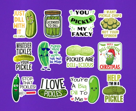 Funny Pickle Sticker Pack, Set of 12, Pickle Stickers, Pickle Gift for  Pickle Lover, Food Laptop Sticker, Vegan Sticker, Die Cut Sticker 2 