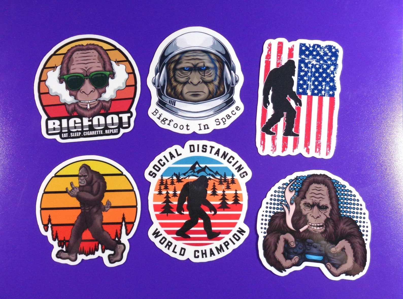 Bigfoot Sticker Pack Set of 6 Glossy Bigfoot Stickers Etsy