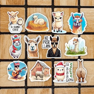 Set Of 12 Llama Stickers - Assorted 2" Die Cut Stickers Pack - Funny Llama Sticker - Cute Animal Laptop Stickers - Llama Gifts For Llama Mom