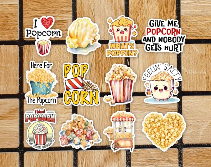 Popcorn Word Sticker Set of 12 Popcorn Stickers - 2