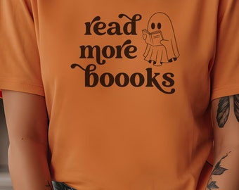 Ghost Books SVG, Read More Books Ghost SVG, ghost books design, read more books svg, Halloween SVG, Bookish Halloween, Halloween t shirt