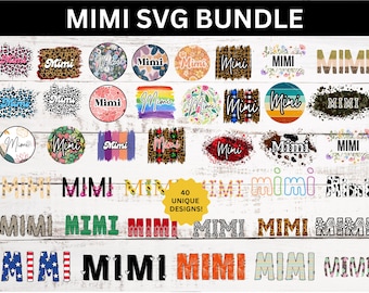 Mimi PNG per sublimazione e trasferimenti DTF, pacchetto Mimi PNG, 40 design PNG Mimi unici, regalo per la festa della mamma per Mimi, design della maglietta Mimi