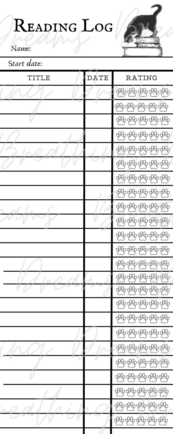 2026 Printable Reading Log | Book Tracker | Cat Bookmark | Sustainable ...