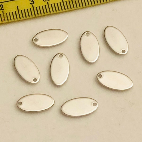 11.7x6.1mm Argentium Sterling Silver Oval Blank Tag, 20ga or 24ga, for stamping, Made in USA