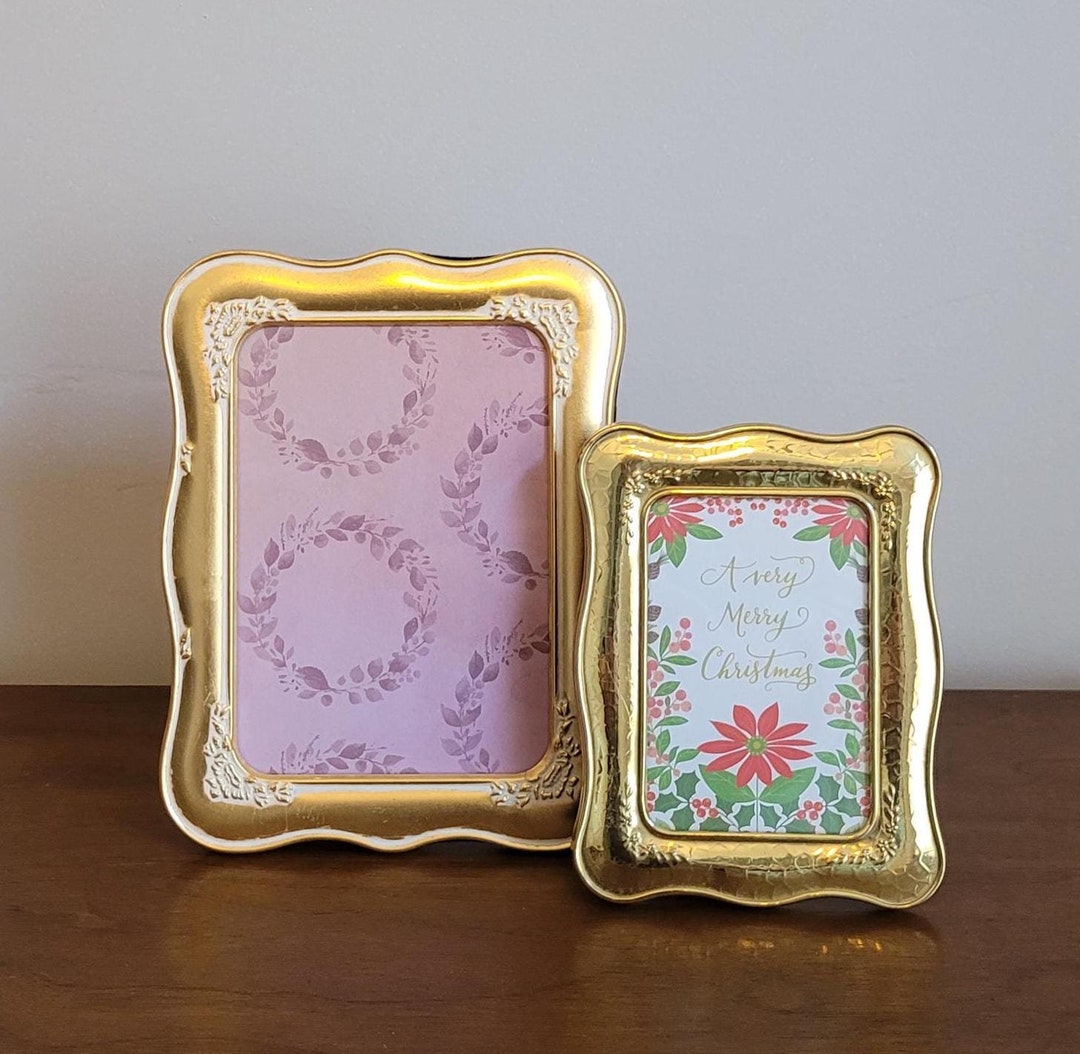 Vintage Ornate Pair Gold Tone Metal Photo Frames for 5x7 & 3.5x5 ...