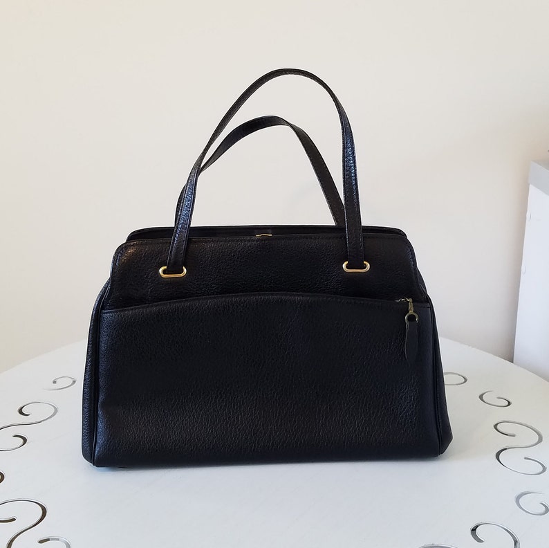 Vintage 1960s Black Purse Handbag With Black Interior Lining | Etsy