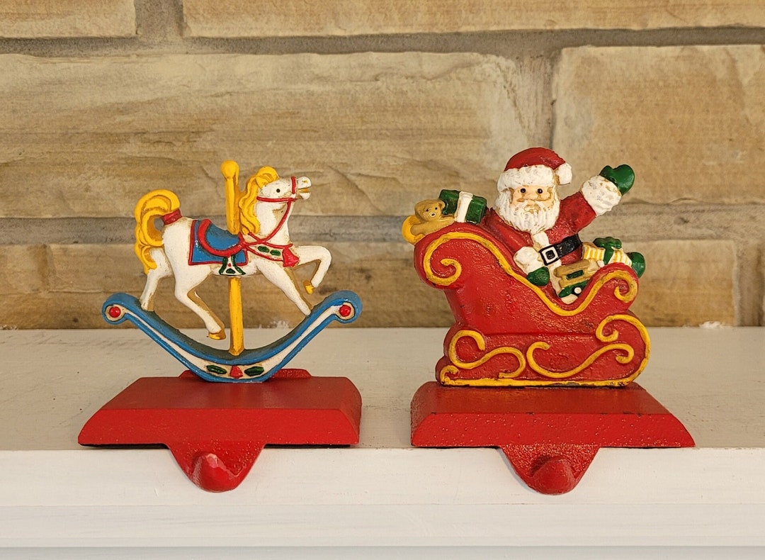 Vintage Pair Heavy Cast Iron Christmas Stocking Holders Etsy