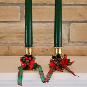 Vintage Pair Brass Candlesticks with Bright Patina Eclectic Gold Metal Candleholders Thanksgiving Christmas Holiday Table Wedding Decor