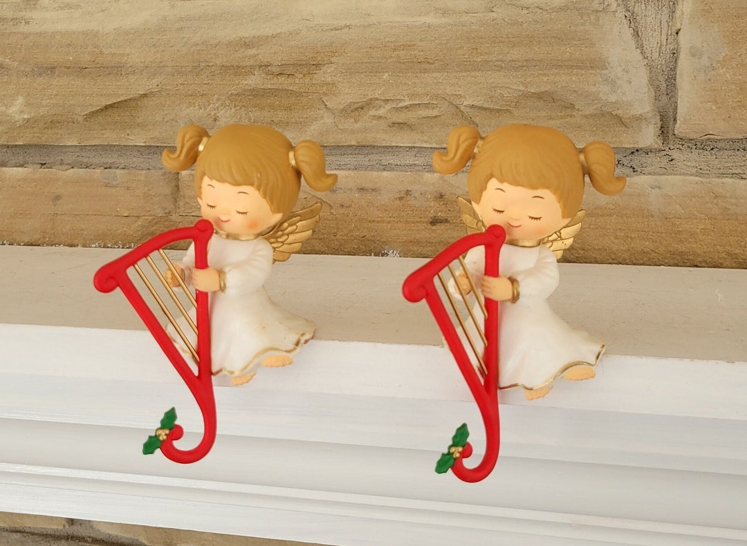 Pair Vintage Christmas Stocking Holders Hangers Hard Plastic Etsy
