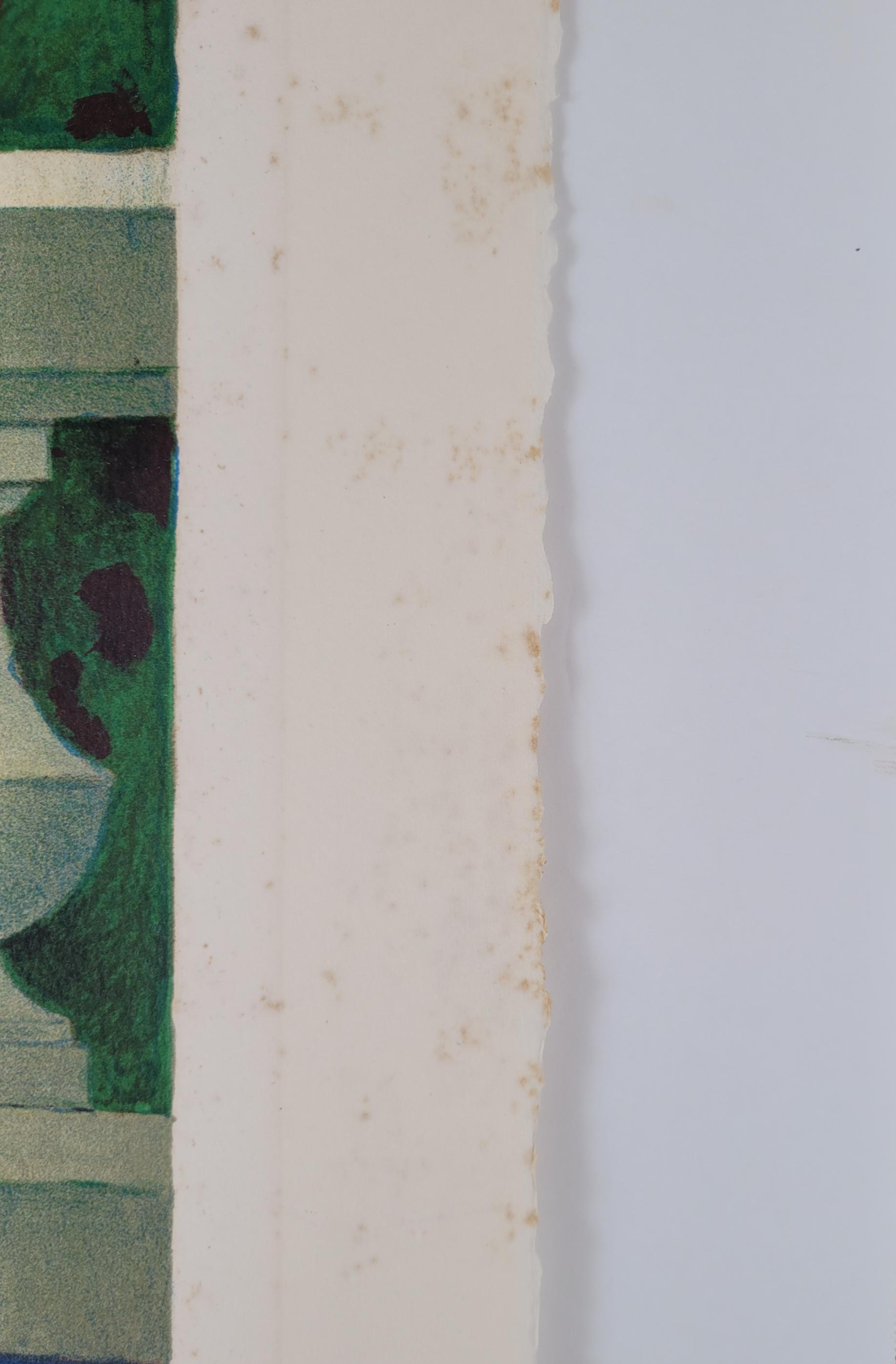 アンジェリーナ・ラヴェルニア作ヴィンテージカラーリトグラフ「帽子を