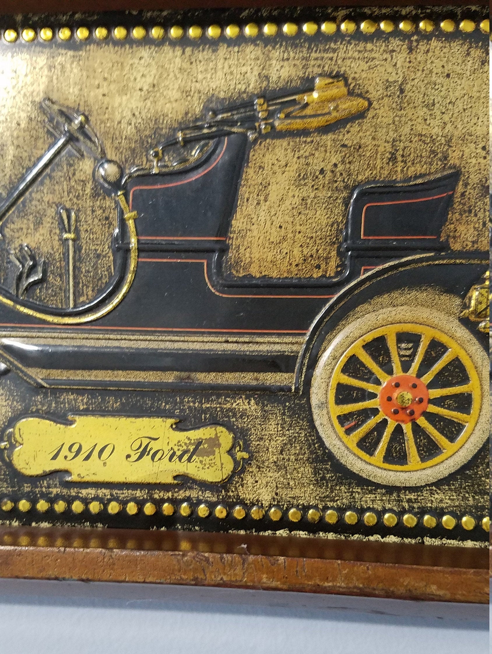 Pair Vintage Metal Wall Plaques Antique Automobiles Cars Etsy