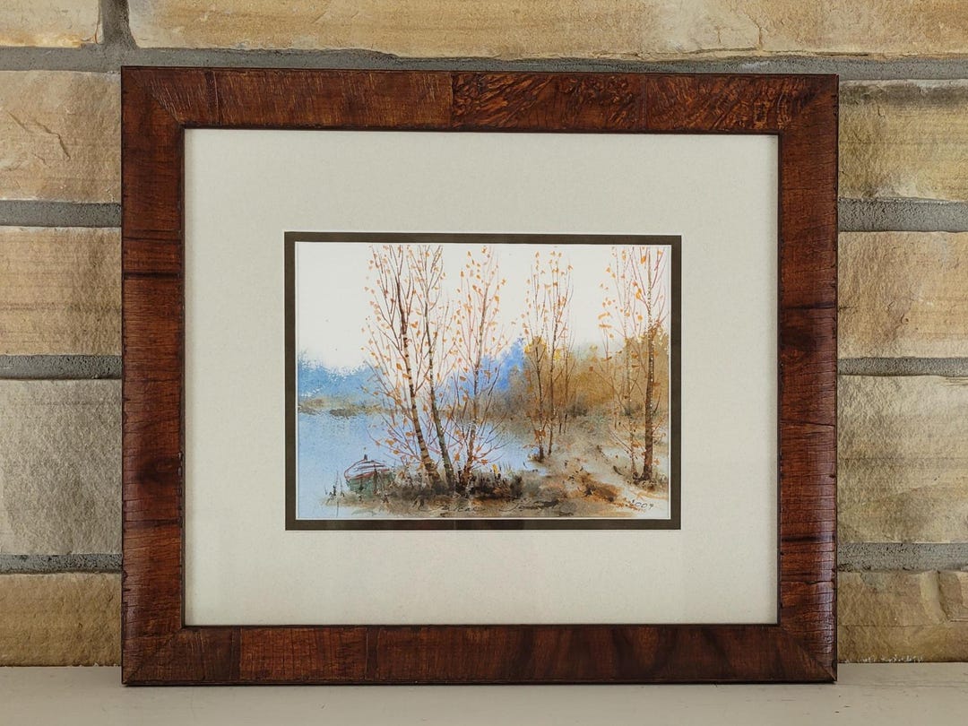 Original Pascal Ignelzi Watercolor Landscape Painting: Autumn Lake