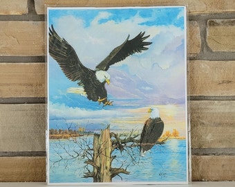 Stampa artistica di aquila calva – Illustrazione di un uccello patriottico americano (11x14)