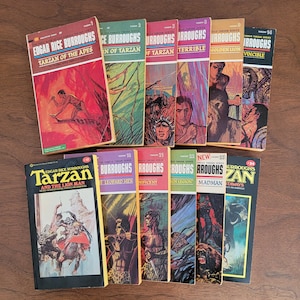 Vintage 1960s Set of 12 Tarzan Paperback Books by Ballantine - Edgar Rice Burroughs Adventure Stories - American Author Pulp Fiction Fantasy