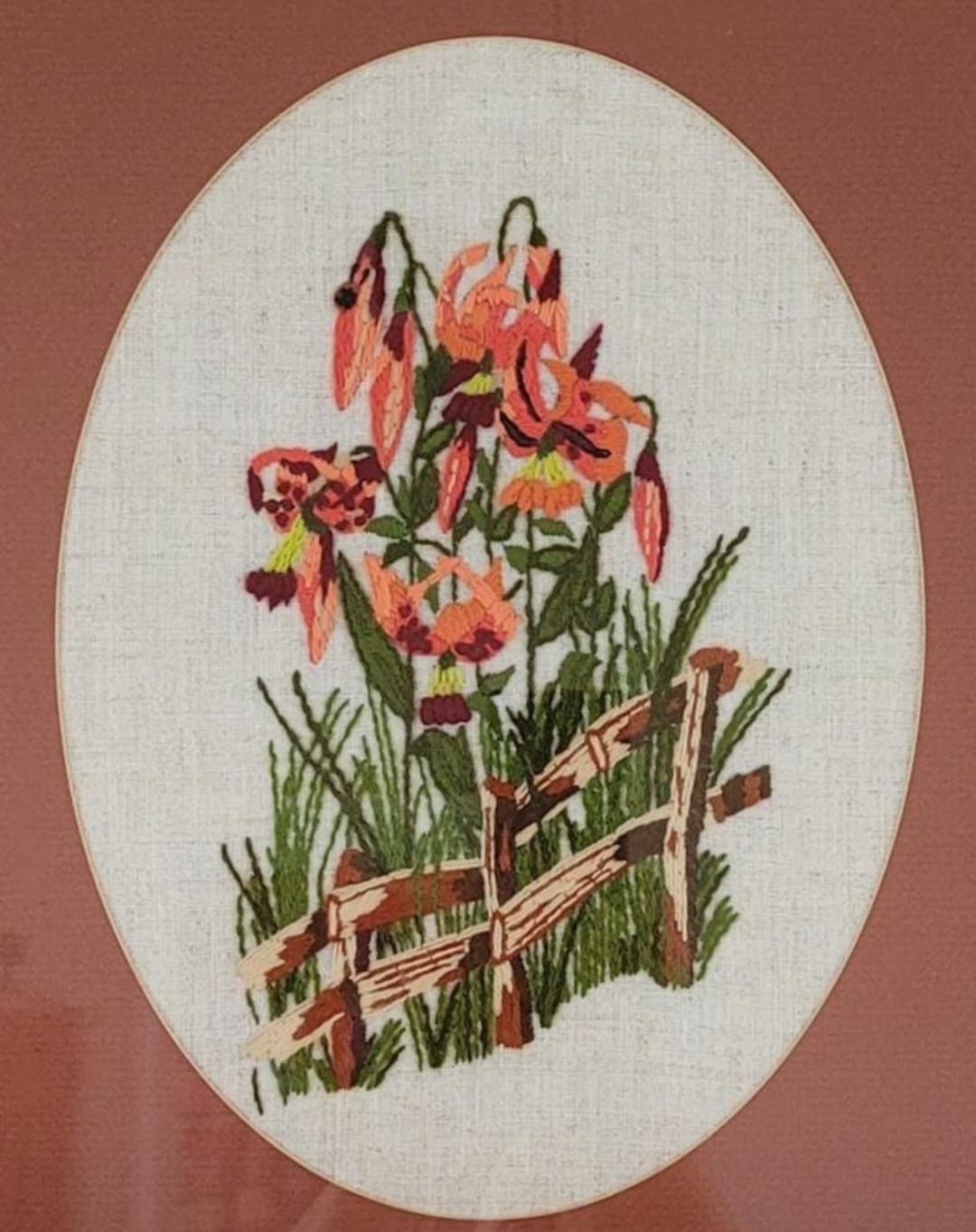 Vintage Crewel Embroidery Lily Picture - Gold Frame Floral Wall Art - Etsy