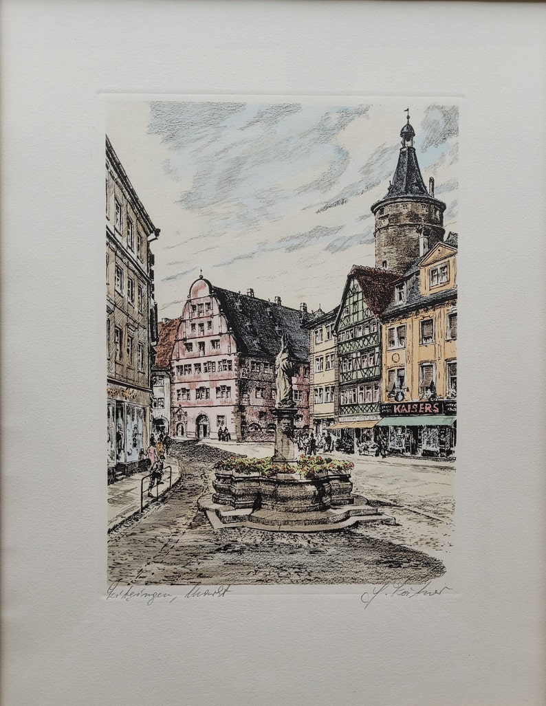 Original Midcentury German Etching of Ihorst Lower Saxony Etsy