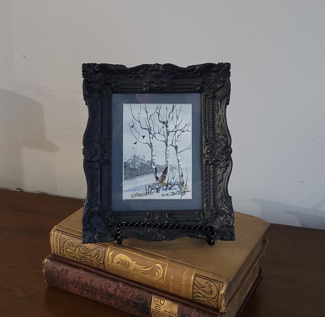 Vintage Original Mini Watercolor Painting by Maine Artist Marvin H