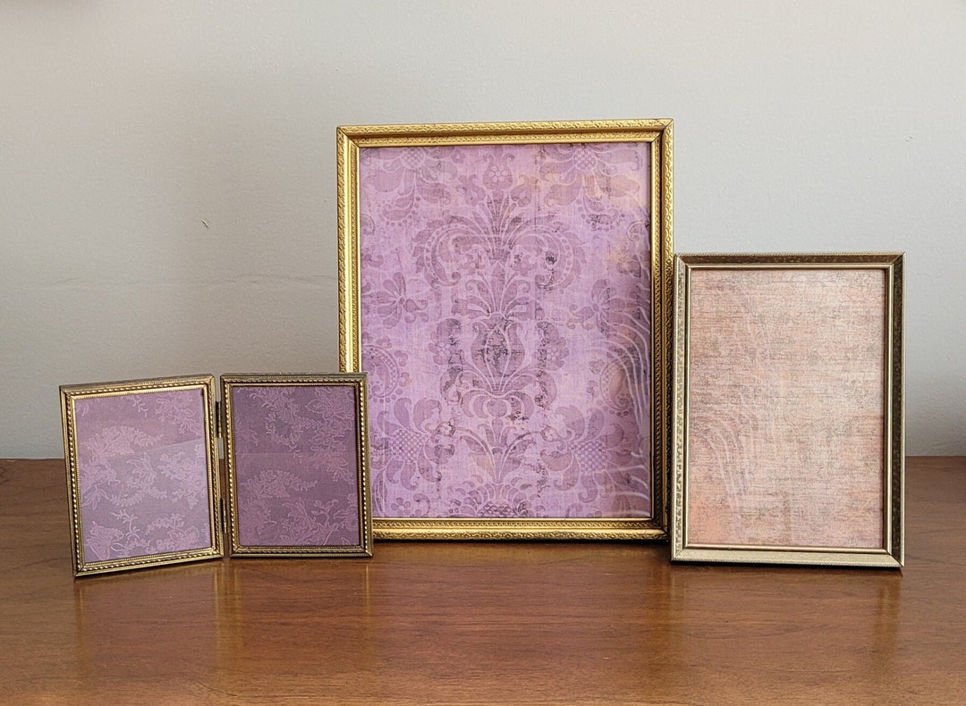 Vintage Set of Mix Match Gold Tone Metal Photo Picture Frames With