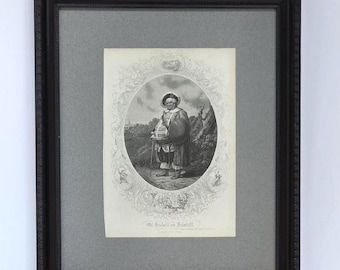 Shakespeare-Kupferstich von Heinrich IV., 1879: Mr. Hackett als Falstaff, schwarzer Holzrahmen