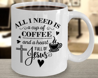 Tazza In Ceramica 473 Ml Con Scritta 'All I Need Is A Little Bit Of Coffee And A Whole Lot Of Jesus', Design Ispiratore, Lavabile In Lavastoviglie - 2