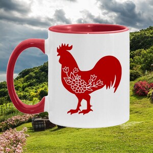Red Rooster Ceramic Two-toned Farmhouse Coffee Mug