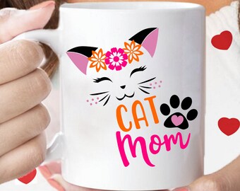 Cat Mom Coffee Mug, Cat Lover Gift, Best Friend Mug, Gift for Cat Lovers, Cute Kitty Coffee Cups in 2 Sizes