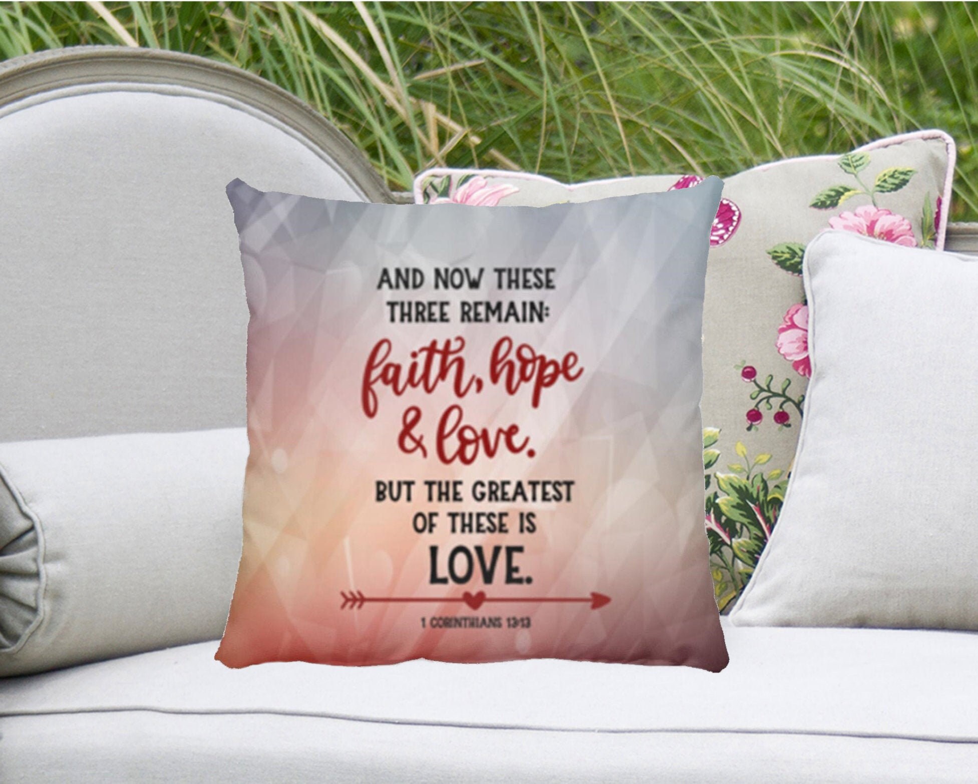 Christian Throw Pillow Bible Verse Pillow Faith Hope Love 1 Etsy UK
