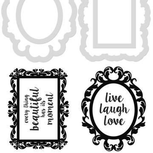 Metal Cutting Dies and Clear Stamps Set, Kaisercraft Decorative Die & Stamp Set - Decor Frames and Quotes, Sentiment Stamps and Craft Dies