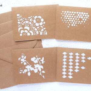 Lot de 4 cartes de voeux en papier découpé, lot de cartes de voeux toutes occasions, carte d'anniversaire, carte de remerciement, félicitations, carte de pensée pour vous
