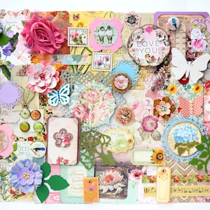 Kit de journal indésirable pour le jardin anglais, 85 pièces et plus pour le journal indésirable, éphémères pour journal indésirable, embellissements, fleurs en papier, sac éphémère