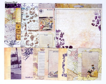 Prima French Riviera Scrapbooking Paper and Ephemera Kit, Scrapbook kit, Inspiration kit, Vintage Scrapbook Papers, Cardmaking, Junk Journal